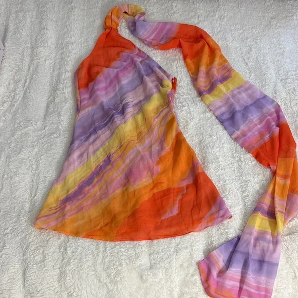 For Love And Lemons Orange and Purple Mini Dress - Picture 4 of 12